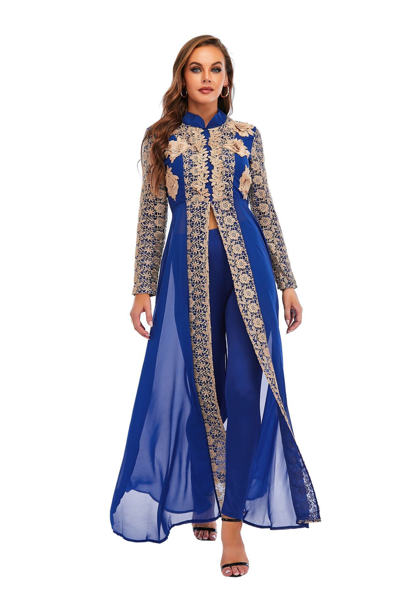 Best sales abaya dubai monsoon Arabic Evening Dress skirt printing Long Sleeve Moroccan women Kaftan Gown Muslim Prom