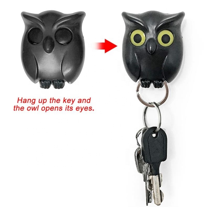 NEW Wall Hanging Key Holder Creative Key Hook Door Hanger Night Owl Magnetic Storage Rack Home Organization Storage Organizer