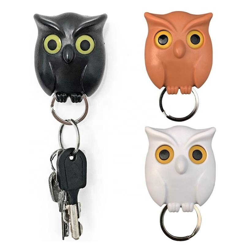 NEW Wall Hanging Key Holder Creative Key Hook Door Hanger Night Owl Magnetic Storage Rack Home Organization Storage Organizer