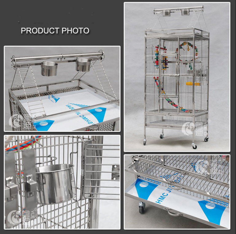 BC101 Wholesale Elegant loyal style big stainless steel bird cage for parrot