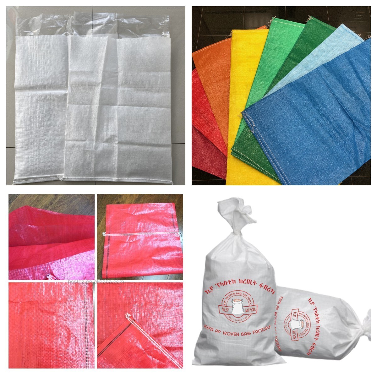 20kg 50kg custom size food grains sacks pp woven plastic packaging rice bag polypropylene bags