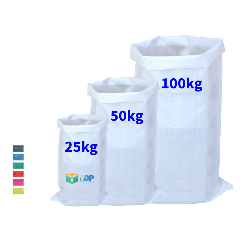 Wholesale gunny sack pp woven plastic bag 50kg for corn rice animal feed cement ceramics seeds sands