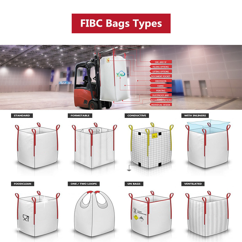 China factory wholesale 1.5 ton 2 ton LDPE large sands bigbag big bag 1500 kg PP  bulk FIBC jumbo bag for sale