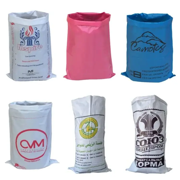 20kg 50kg custom size food grains sacks pp woven plastic packaging rice bag polypropylene bags