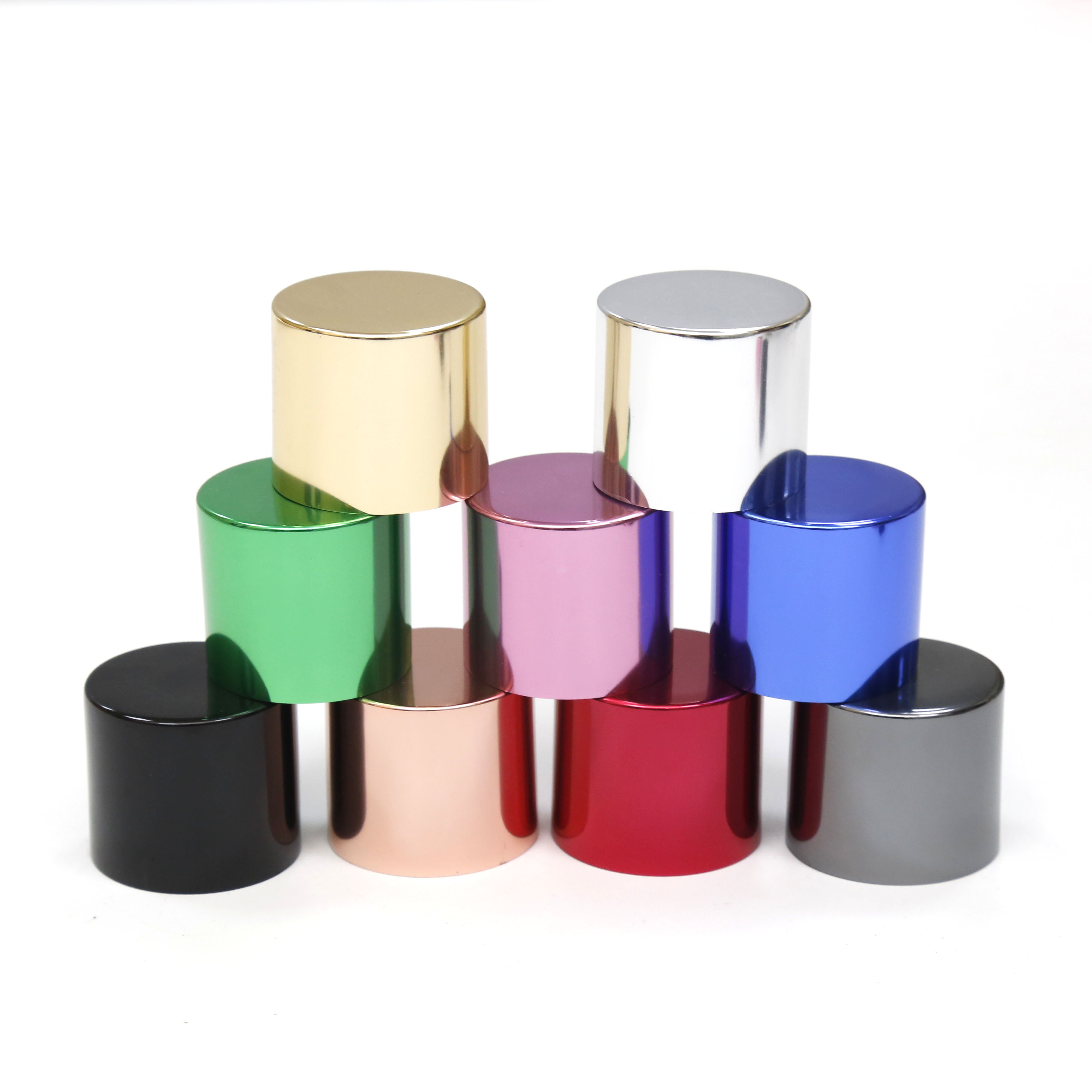 Magnetic Perfume Bottle Caps / Spray Bottle Cap With Aluminum Stepped Collar