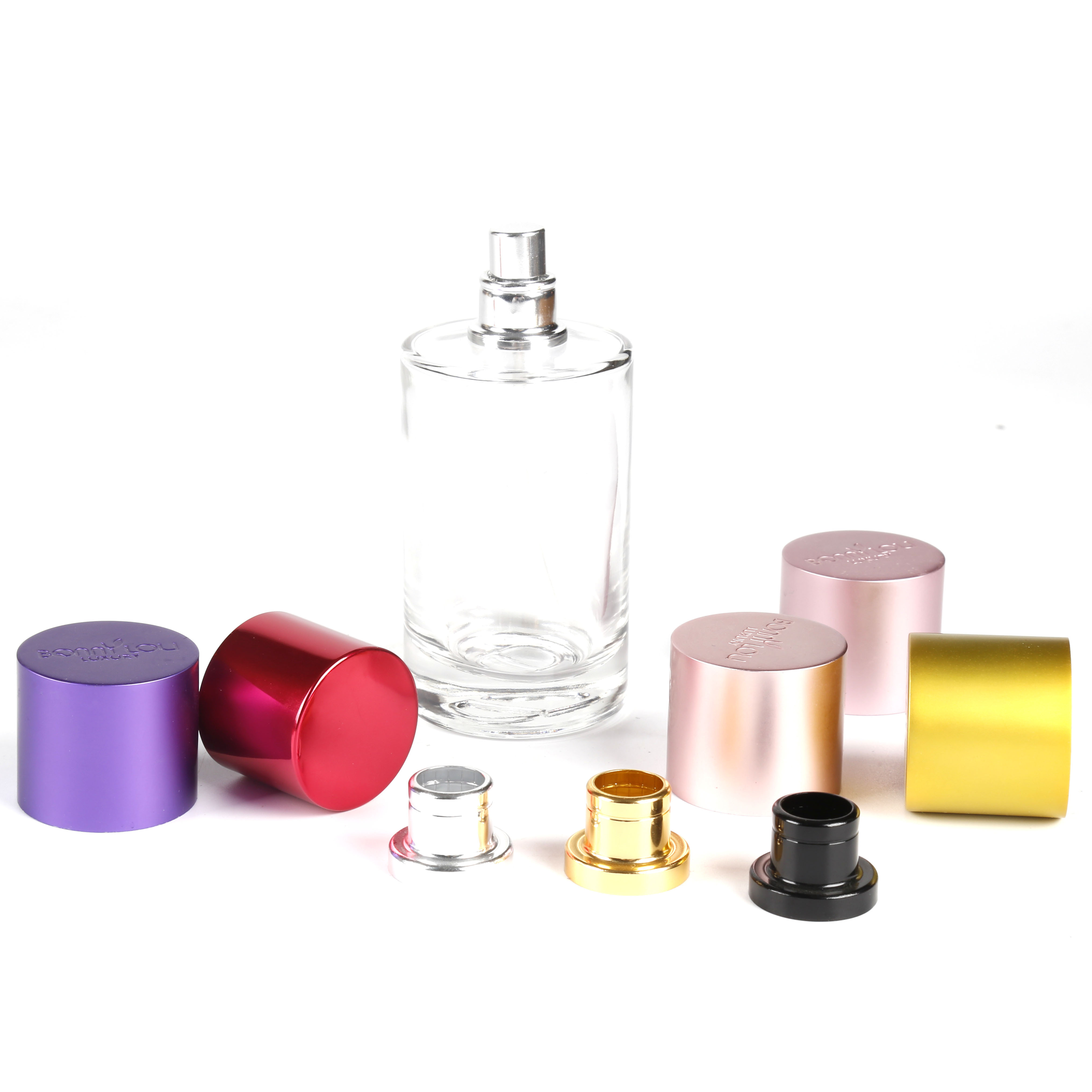 Magnetic Perfume Bottle Caps / Spray Bottle Cap With Aluminum Stepped Collar