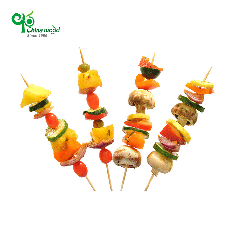 Yada Natural Wholesale Flat Bamboo Food Grade BBQ Grilling Skewers Sticks Logo Disposable Bamboo Food Skewer