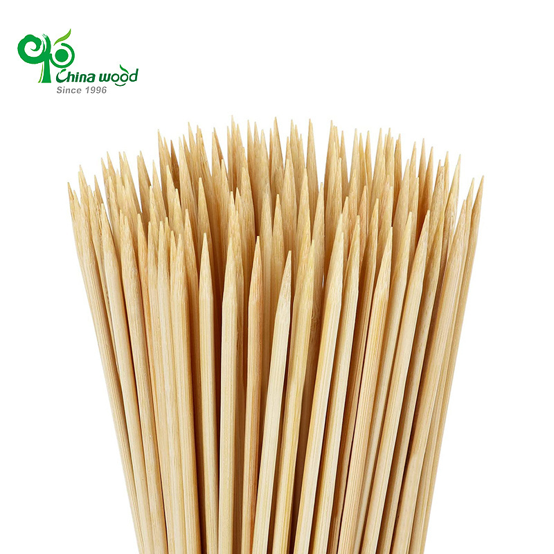 Yada Natural Wholesale Flat Bamboo Food Grade BBQ Grilling Skewers Sticks Logo Disposable Bamboo Food Skewer