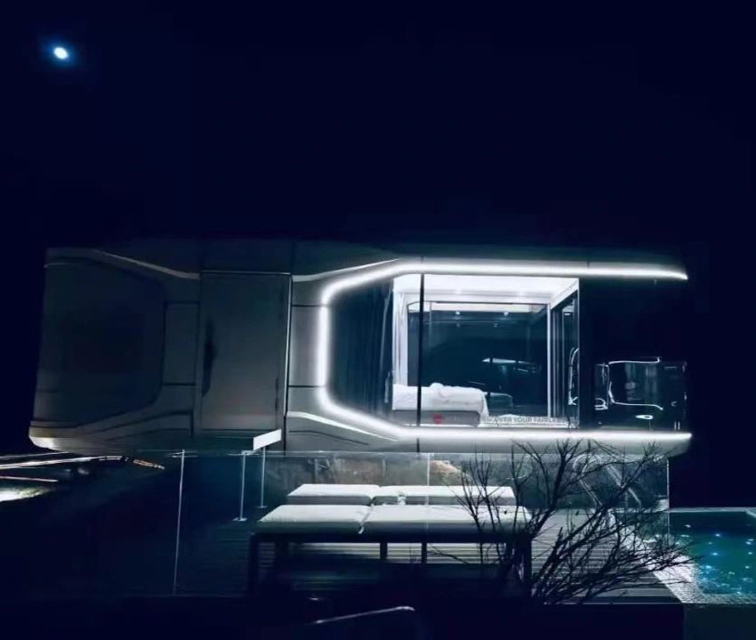 Extendable Prefab House Modern Capsule Cabin Hotel Container Home Sleep Pod Outdoor Mobile Tiny House Airship Pod