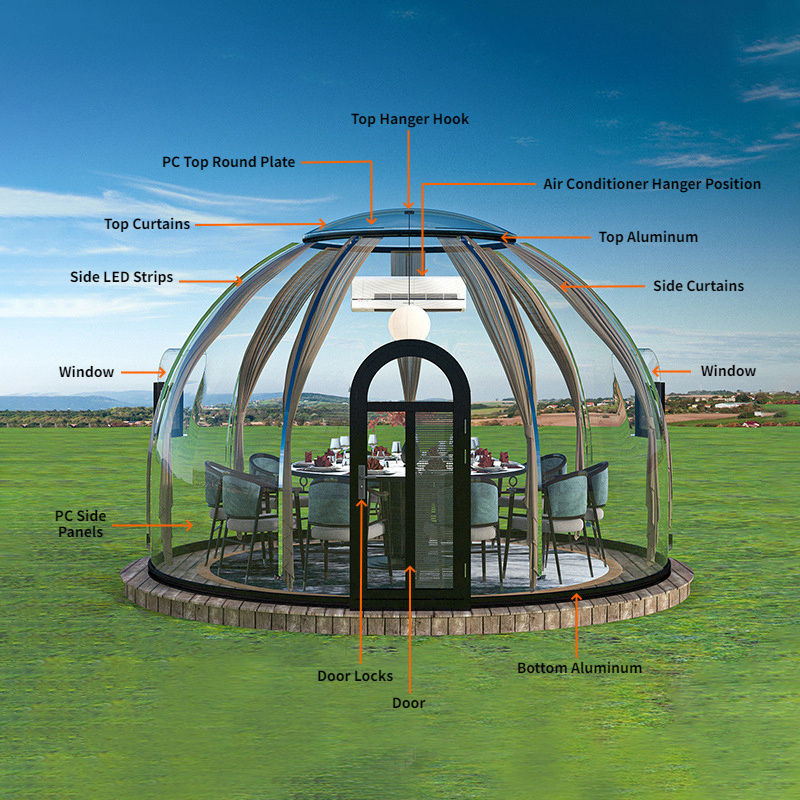 Clear Resort Villa Capsule House Waterproof Geodesy Polycarbonate Outdoor Garden Party Camping Tent Igloo Dome Bubble Tent