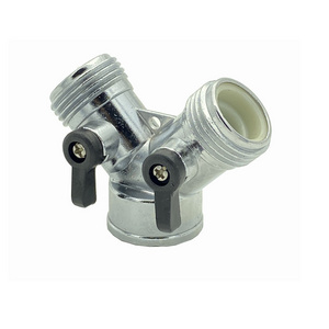 Brass 2-Way Garden Tap Water Splitter 3/4 Y Irrigation Valve Quick Connector Garden Hose Faucet Adapter 1 Set