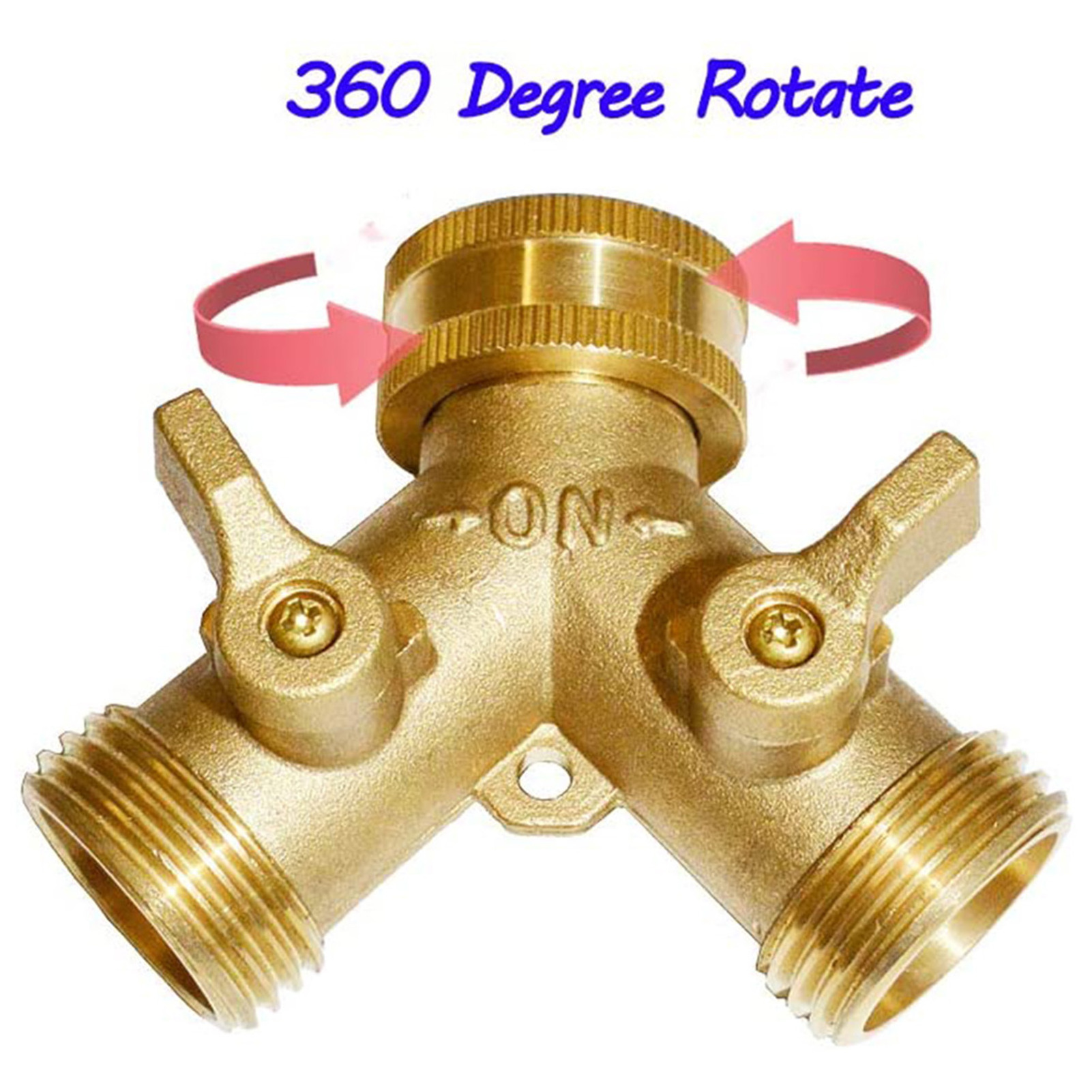 Garden Hose Y Valve Connectors Brass Hose Splitter with Solid Brass Handle Brass Y Valve Water Garden Hose Adapter 2 Way