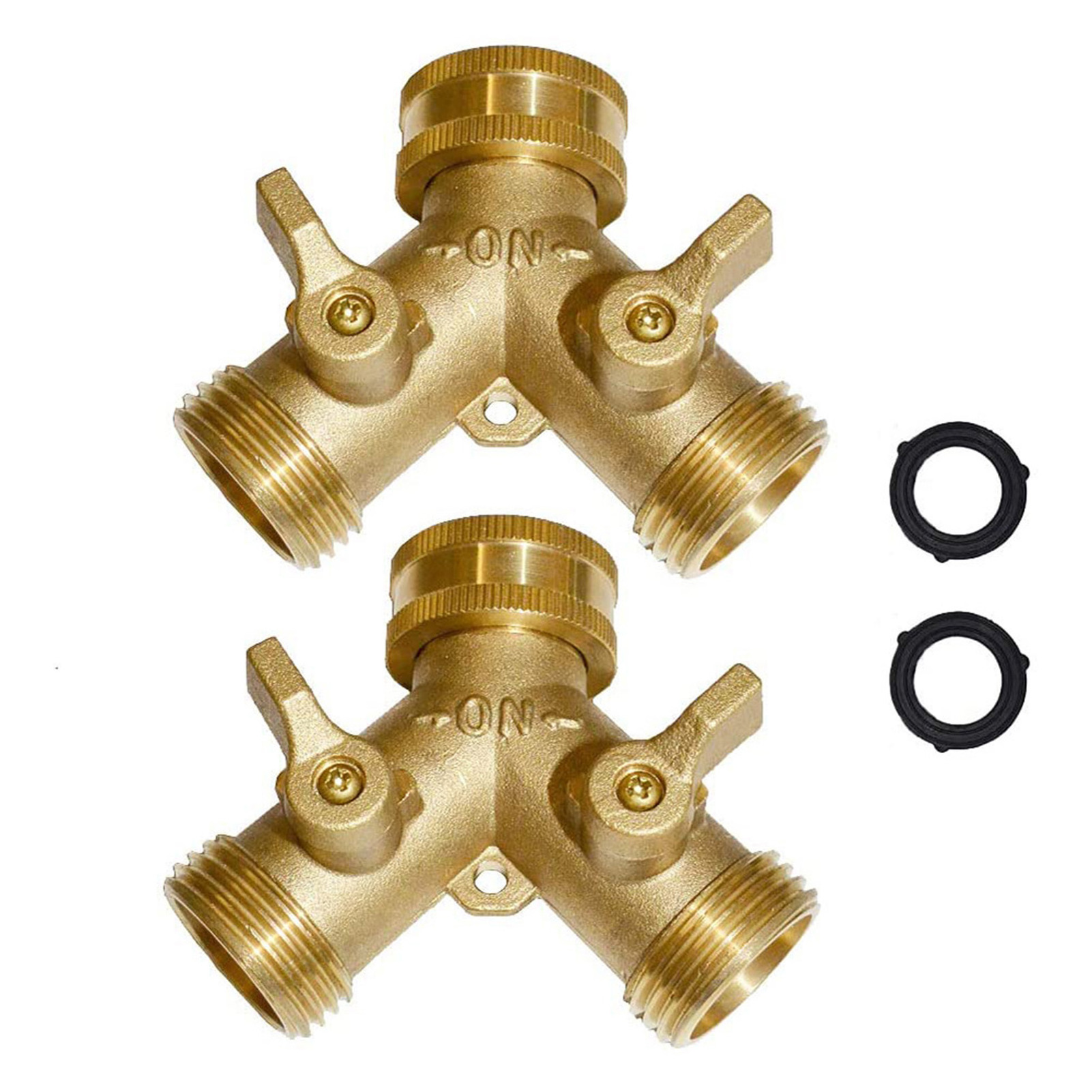 Garden Hose Y Valve Connectors Brass Hose Splitter with Solid Brass Handle Brass Y Valve Water Garden Hose Adapter 2 Way