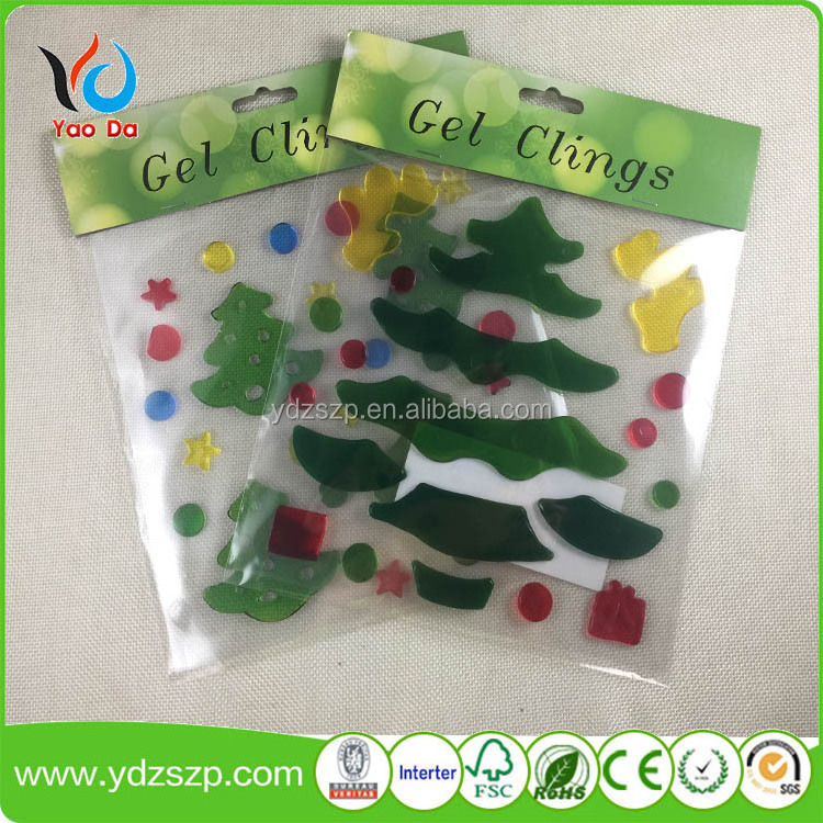 Factory design Christmas tree jelly gel sticker window sticker glass sticker