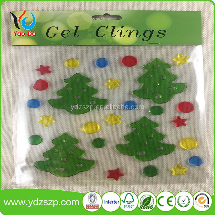 Factory design Christmas tree jelly gel sticker window sticker glass sticker