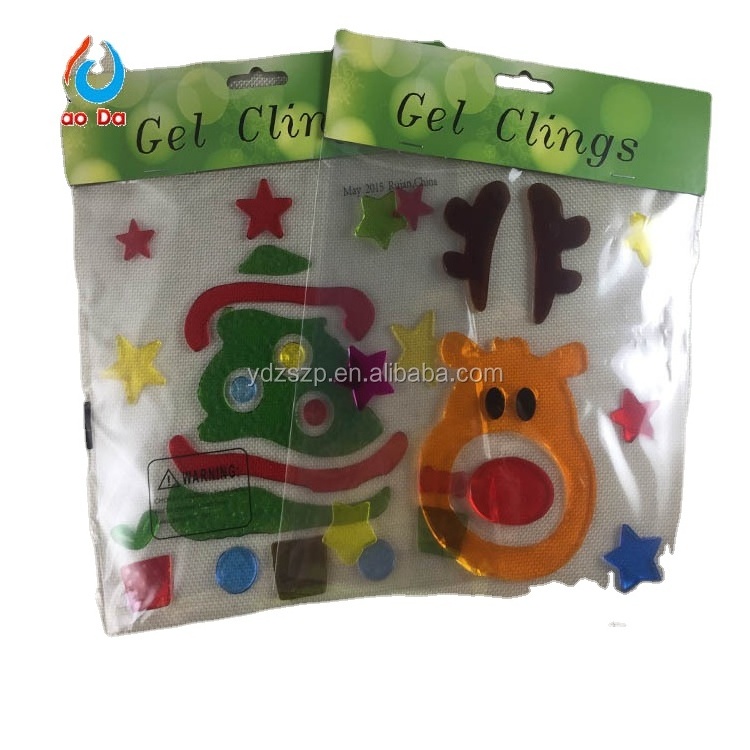 Factory design Christmas tree jelly gel sticker window sticker glass sticker