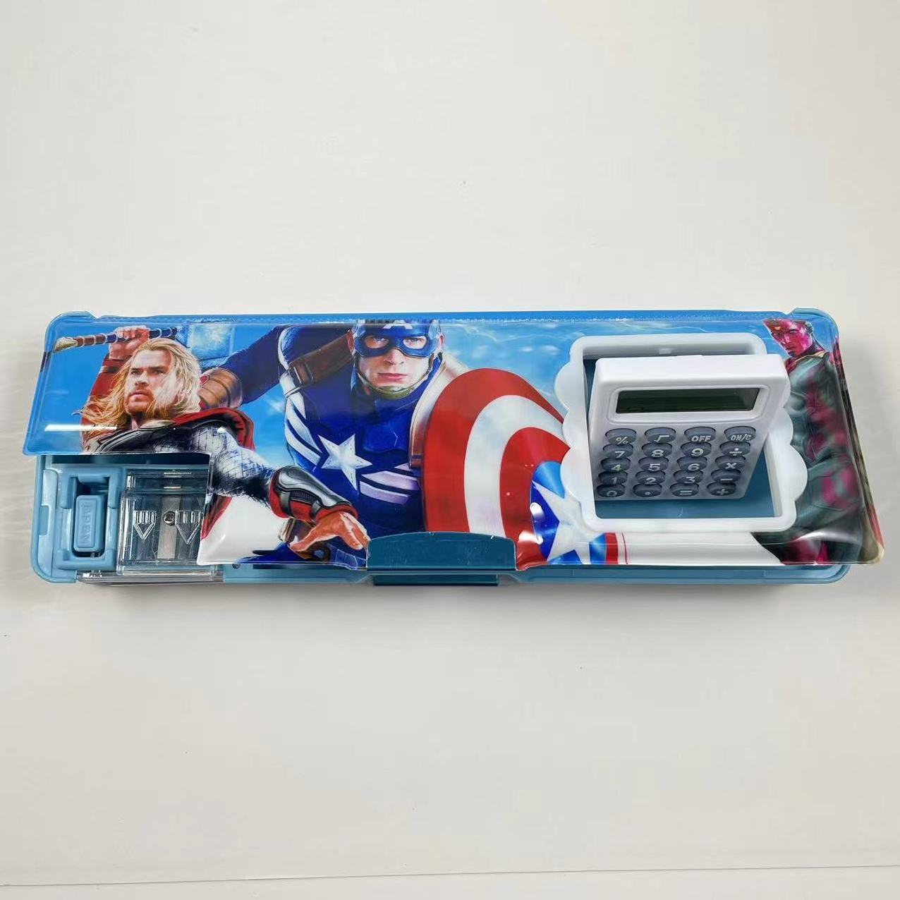 Good quality customized multi-functional pencil box with calculator plastic pencil case