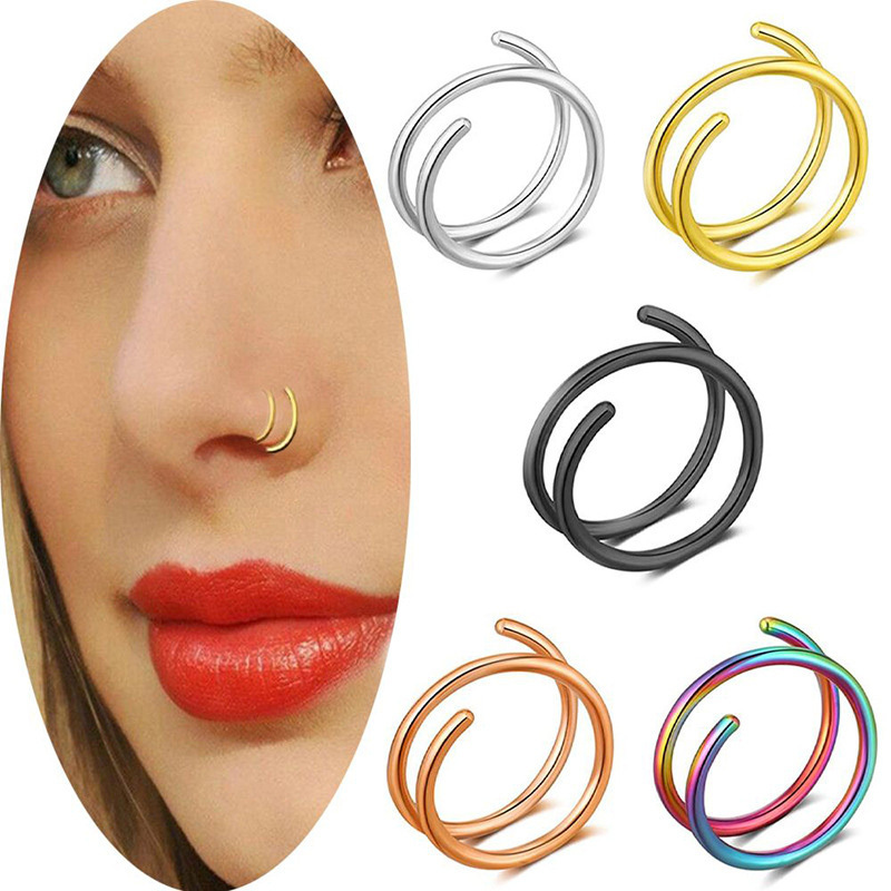 20g 316L surgical stainless steel new design double hoops nose ear ring for man women