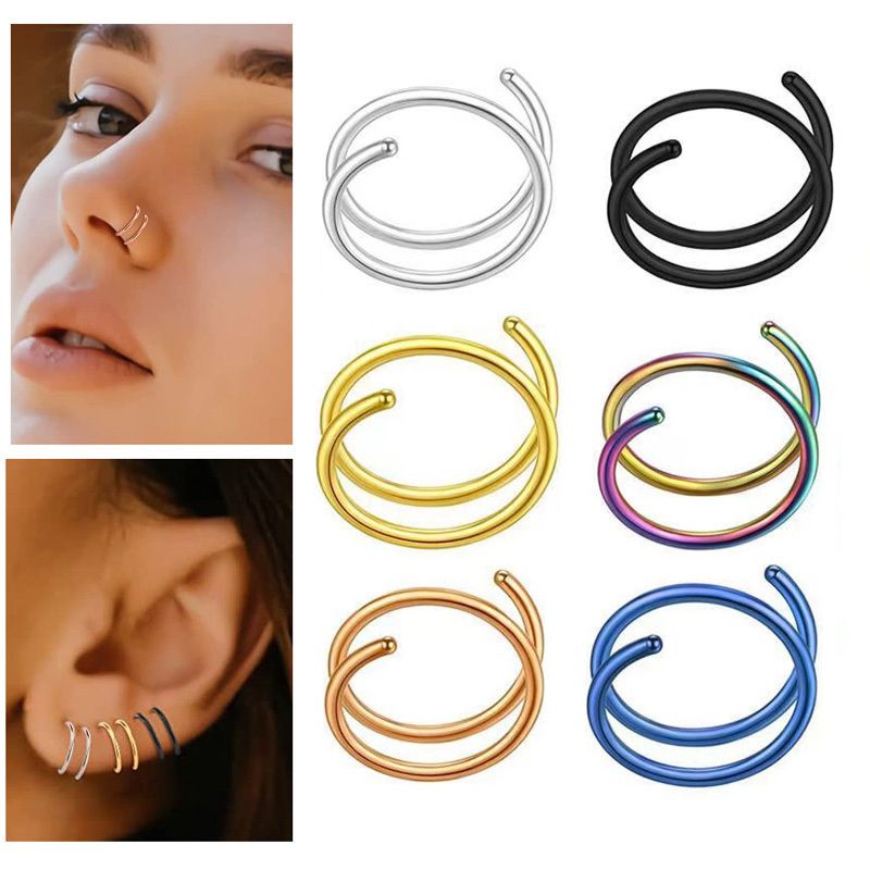 20g 316L surgical stainless steel new design double hoops nose ear ring for man women