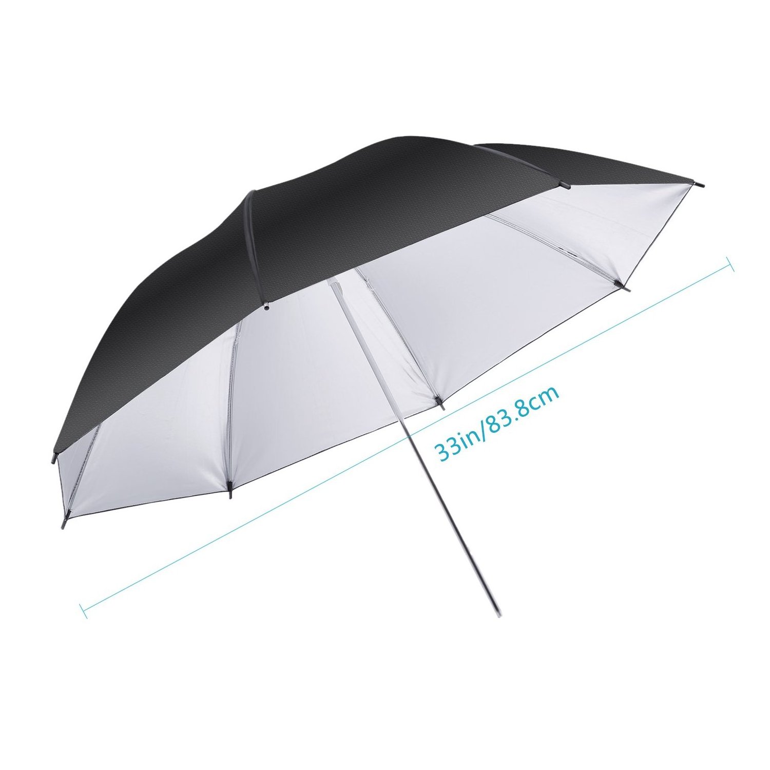 YEAH Black/Silver Reflective Photography Studio Flash Light Umbrella for Camera Photo Shooting