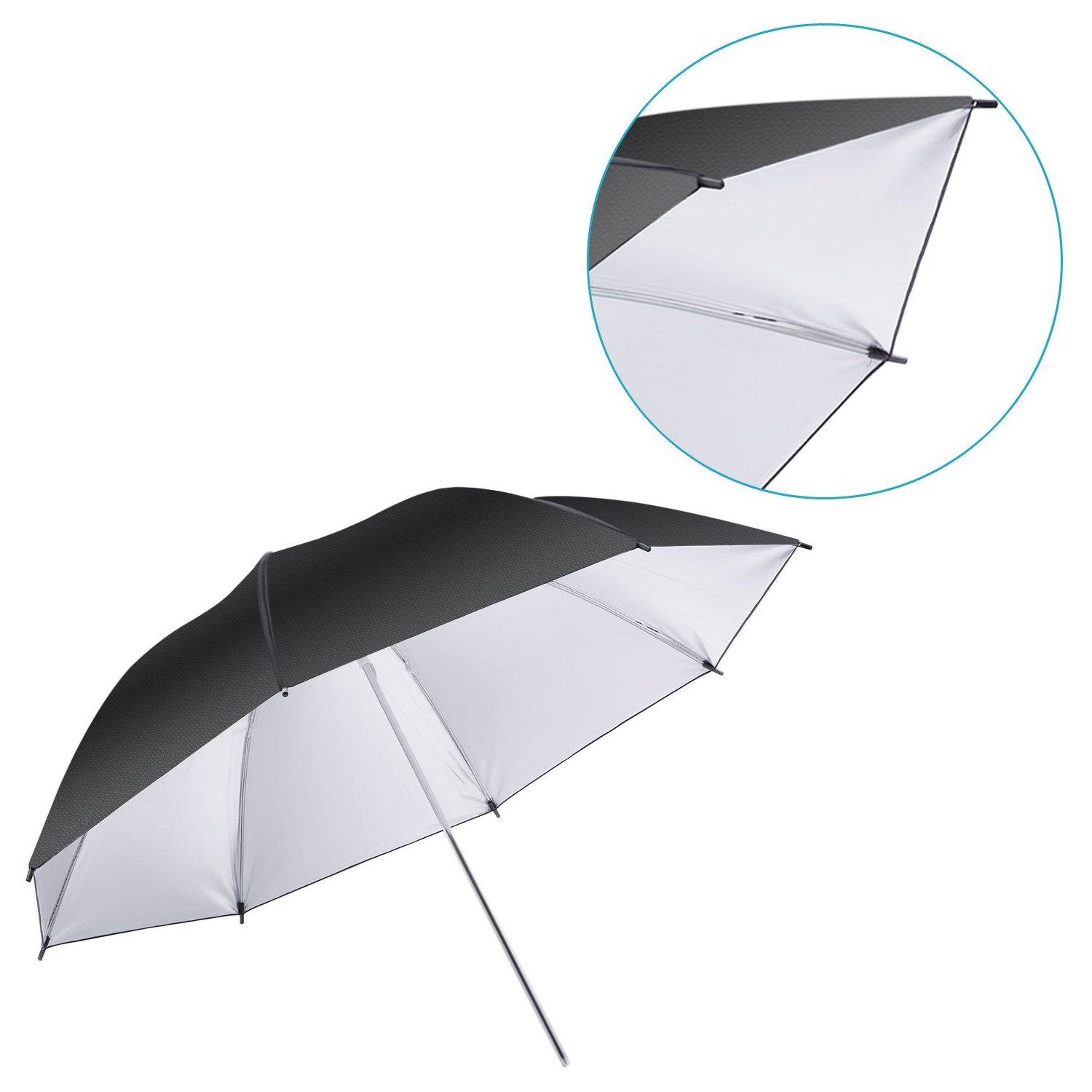 YEAH Black/Silver Reflective Photography Studio Flash Light Umbrella for Camera Photo Shooting