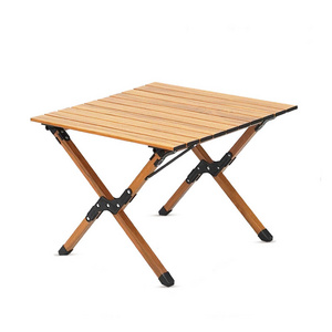 Portable Foldable Wood Roll Wooden Picnic Folding Outdoor Modern Solid Wood Accept Customized Camping Table