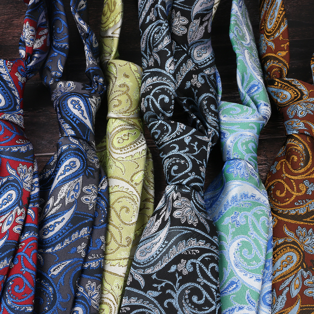 Wholesale Class Paisley Woven 8CM Ties Micro Mesn Luxury Polyester Silk Logo Neckties For Mens Ties Manufacturer