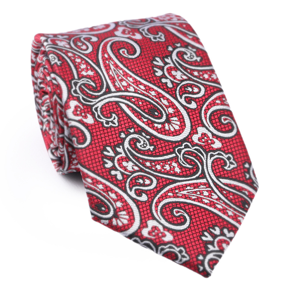 Wholesale Class Paisley Woven 8CM Ties Micro Mesn Luxury Polyester Silk Logo Neckties For Mens Ties Manufacturer