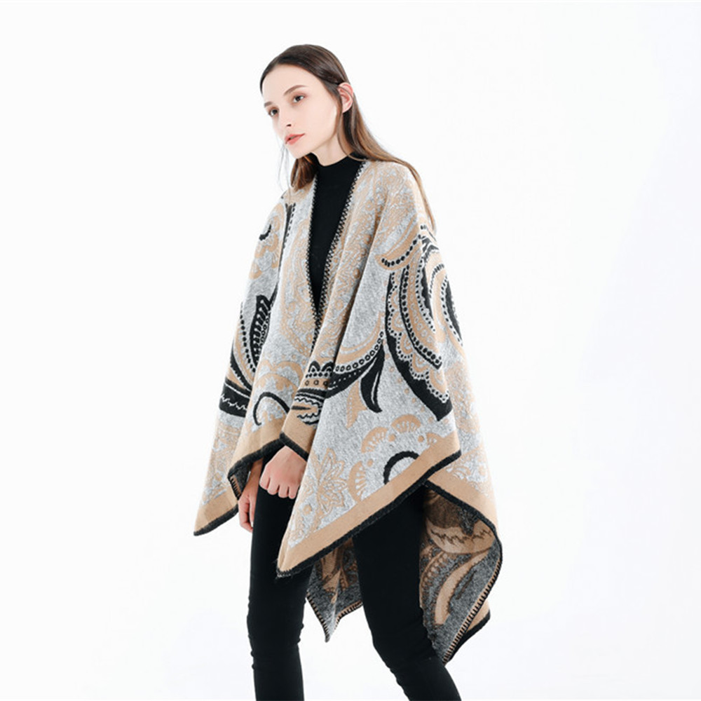 Ladies Fashion Winter Poncho Customized Woman Knitted Colorful Plaid Strip Poncho Shawl Cape