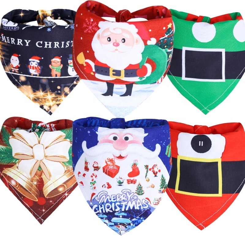 Wholesale Custom printed triangle Sublimation Christmas Cotton Luxury Dog Scarfs Pet Dog Bandana