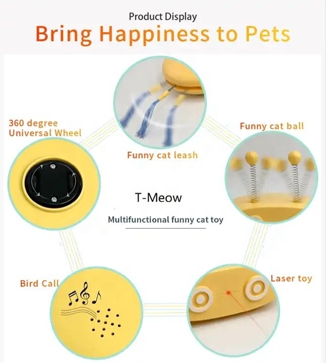 Multi Function pet accessories Interactive Cat Toy With Laser And Feather Automatic Robotic Moving Toys For Cats