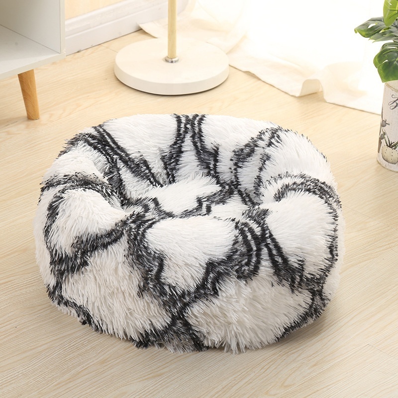 Luxury Plush Soft Calming Donut Dog Bed Dropshipping Washable Extra Large Dog Sofa Cat Round Pet Beds