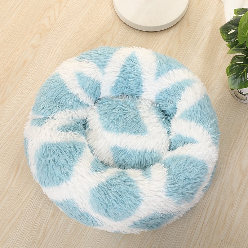 Luxury Plush Soft Calming Donut Dog Bed Dropshipping Washable Extra Large Dog Sofa Cat Round Pet Beds