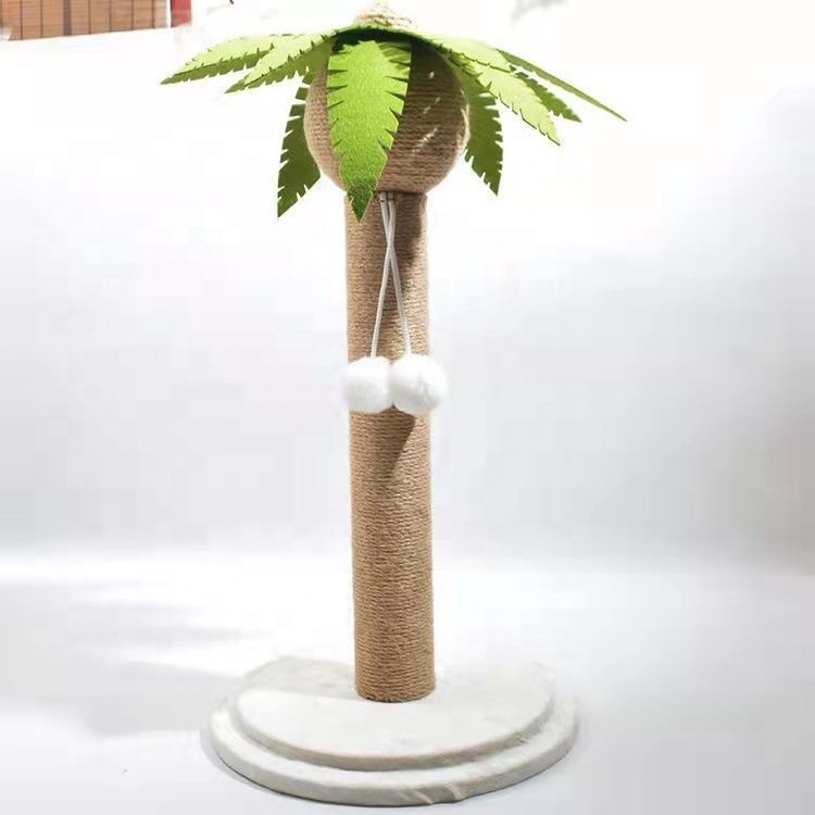 Modern High Quality Creative Coconut Shapes Cat Tree Wood Scratcher Post Vertical Climbing Rattan Frame Sisal Scratch Board