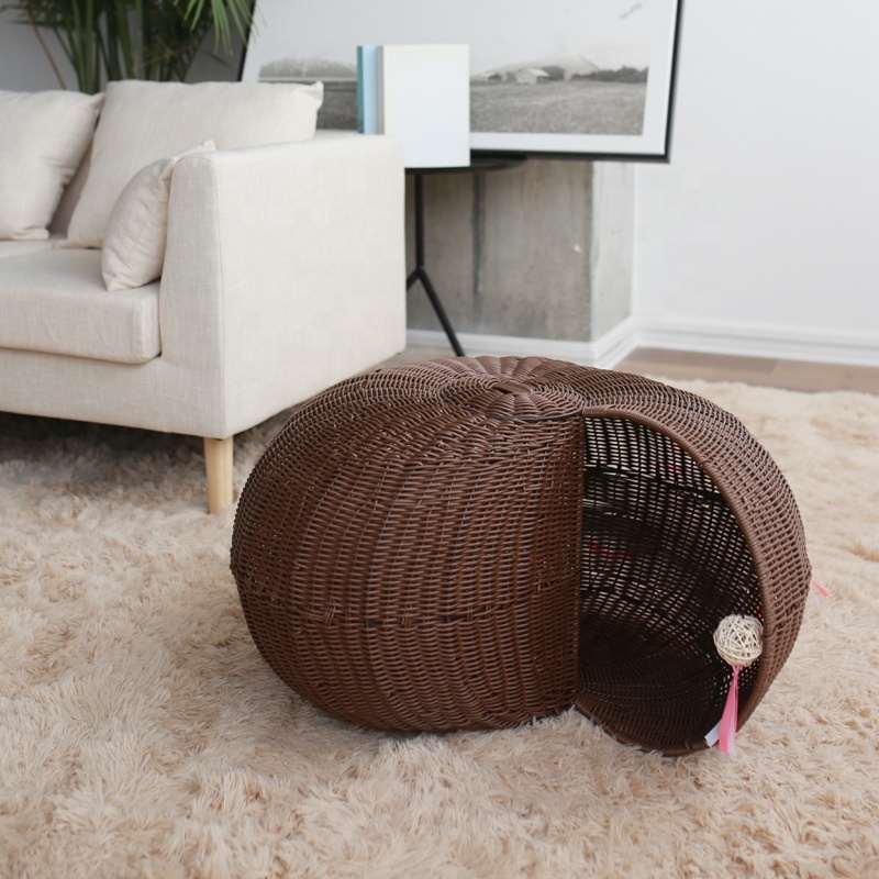 Handmade Rattan Litter Washable Conch Shape Cat Cages Carriers Pet Beds Pet Product