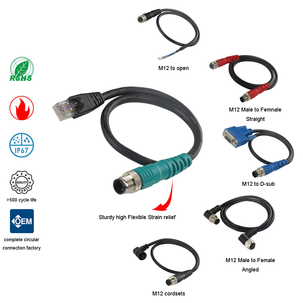 ip67 NMEA 2000 Marine CAN Network plastic waterproof 3 4 5 8 12 pin power male female m12 circular connector