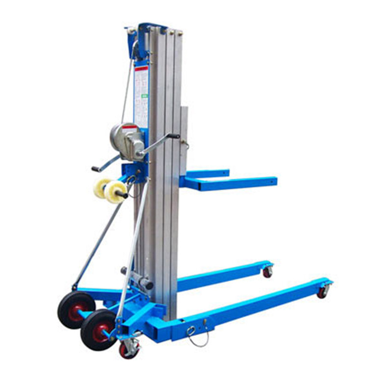 LGA Manual aluminium stacker material lift hand winch forklift