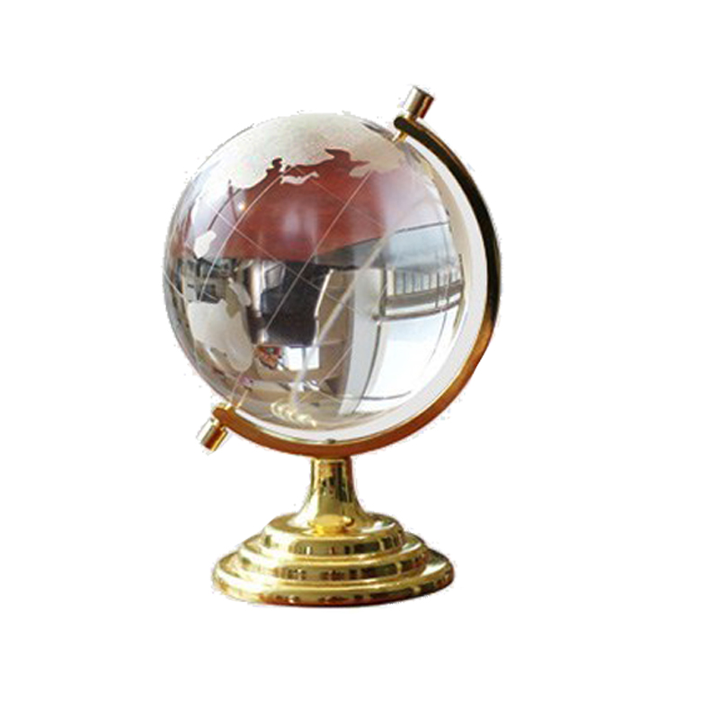 New look studant gifts rotating world map crystal glass globe with metal stand