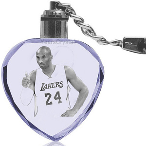 New arrival 3D laser Kobe 24 Bryant crystal Keyrings Souvenir Gift led Keychain For Fans