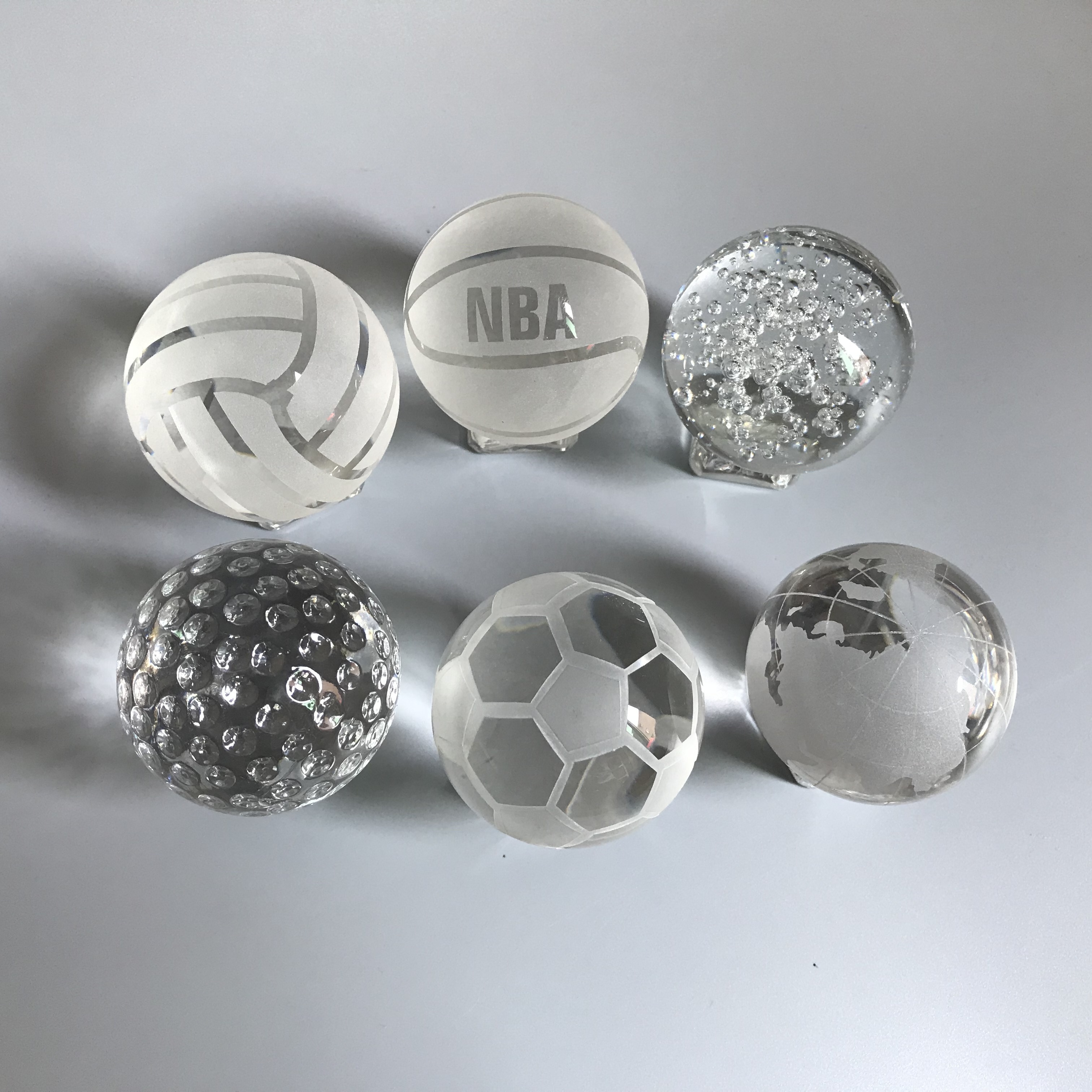 New arrival sport theme crystal basketball glass soccer awards golfball for giveaway gifts