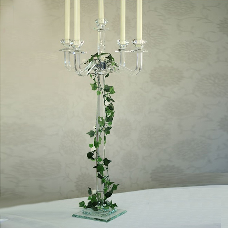 New Crystal candle holder candelabra centerpieces wedding high-end for glass candelabra wedding Decoration