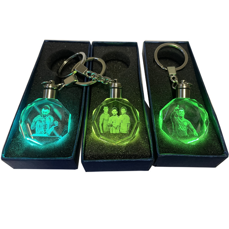 Creative key jewelry football peripheral key chain crystal  Ronaldo Messi FIFA World  soccer player star athlete keychain