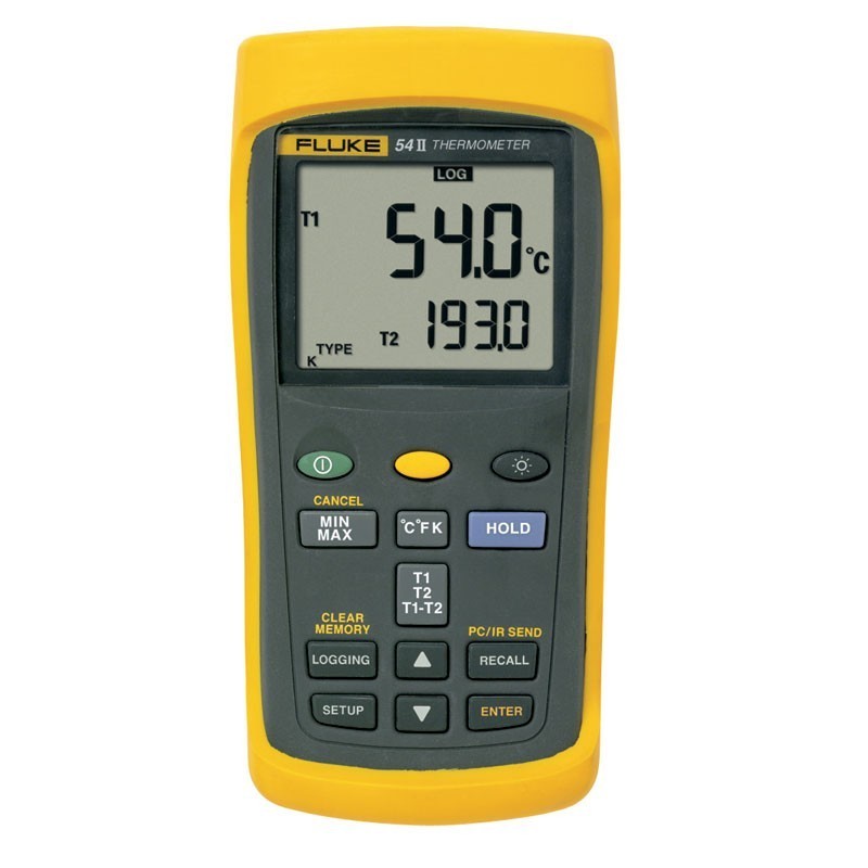 1 year warranty Fluke 54-2B Splash dust resistant case compensation of thermocouple errors digital thermometer