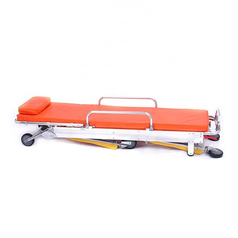 Emergency Adjustable Aluminum Ambulance Stretcher First-aid Medical Collapsible Aluminum Alloy Ambulance Stretcher with Wheeled