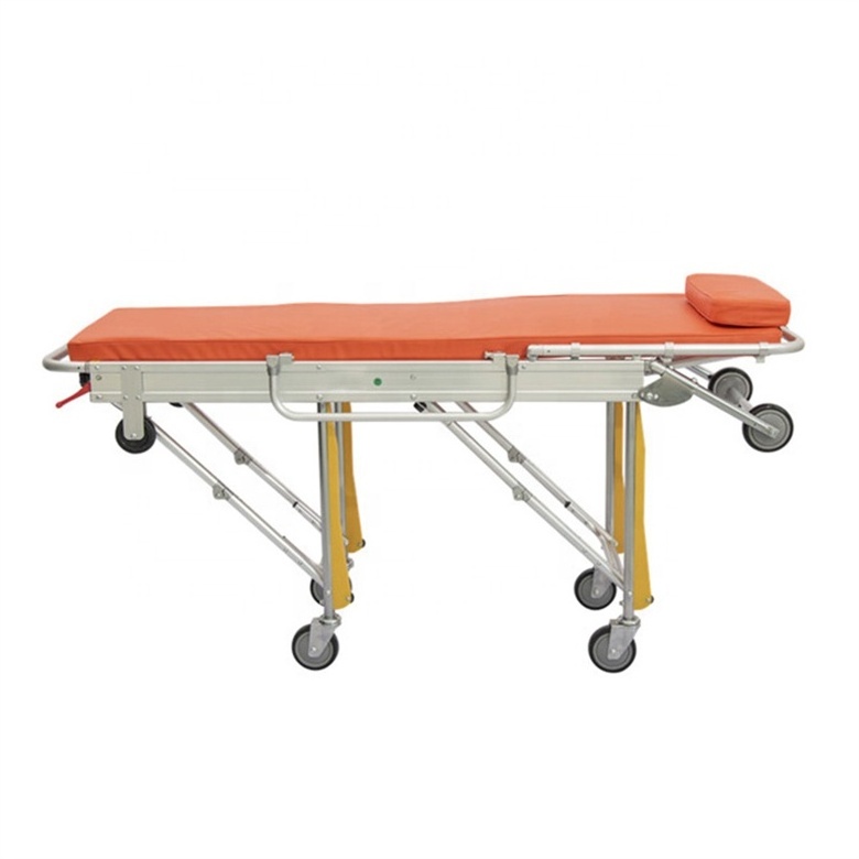 Emergency Adjustable Aluminum Ambulance Stretcher First-aid Medical Collapsible Aluminum Alloy Ambulance Stretcher with Wheeled