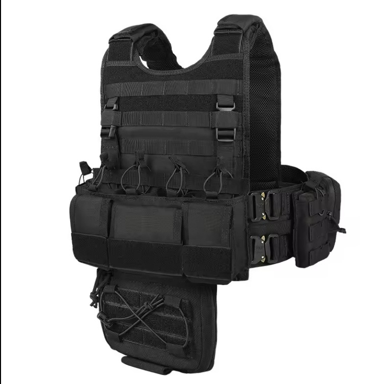 Quick release tactical vest with MOLLE system and sliding locker