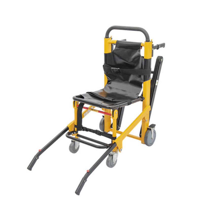 Foldable stair-climbing wheelchair lift stretcher for home use, aiding medical emergency patients in ascending&descending stairs