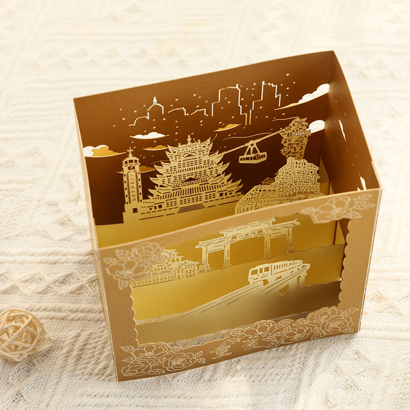 Customization high quality laser cut paper art Pop up invitation greeting card