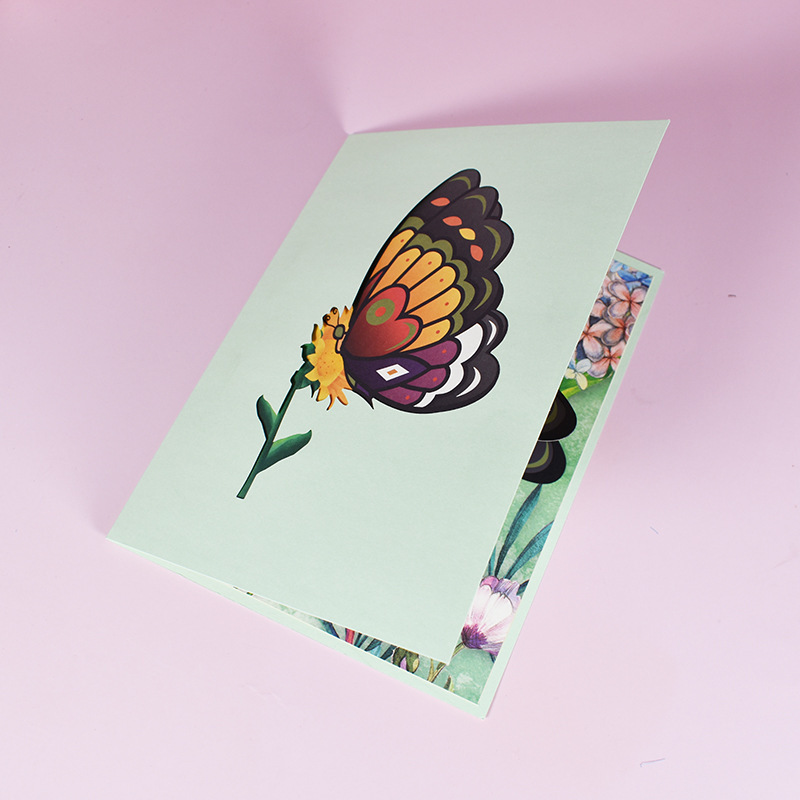 Bulk sale colorful printing Butterfly 3D greeting card Luxury Laser Cutting pop up cards