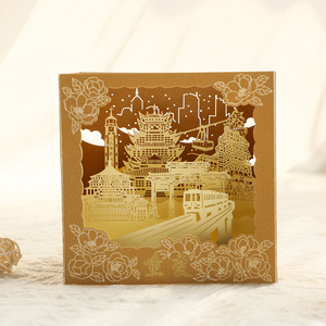 Customization high quality laser cut paper art Pop up invitation greeting card